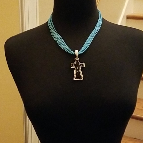 Cross Pendant HIM FIRST Silver /Black tones - Picture 2 of 9